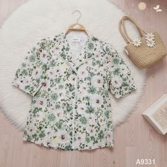 Áo Sơ Mi Hoa Tuyết Cổ Lật A9331