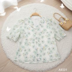 Áo Sơ Mi Hoa Tuyết Cổ Lật A9331