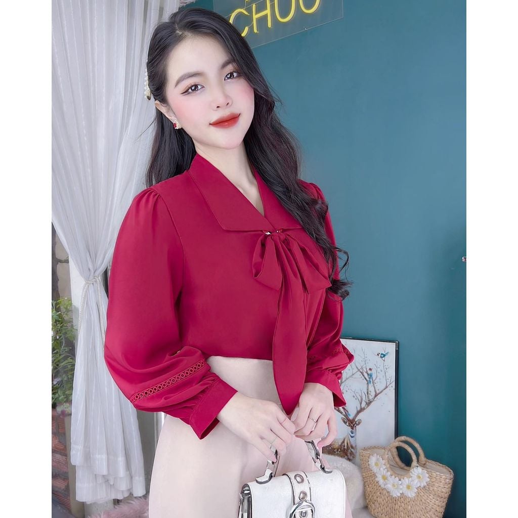 Áo Cổ Sam Nơ Rời A9422