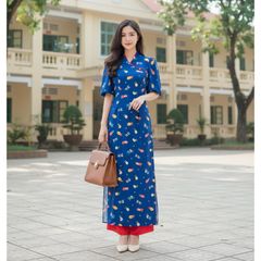 Áo Dài Cổ Leo Tay Bí AD9002.1436 (áo lẻ)