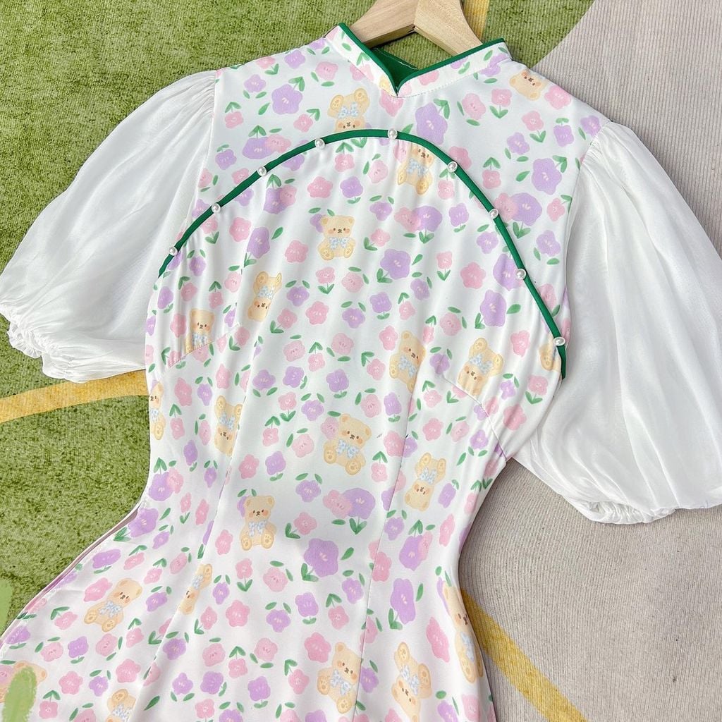 Áo Dài Búp Măng Non AD1467 (áo lẻ)