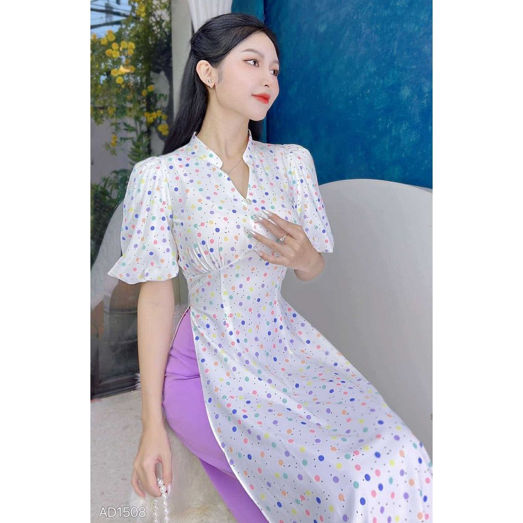 Áo Dài Cổ Kim Cương Bi AD9002.1508 (áo lẻ)