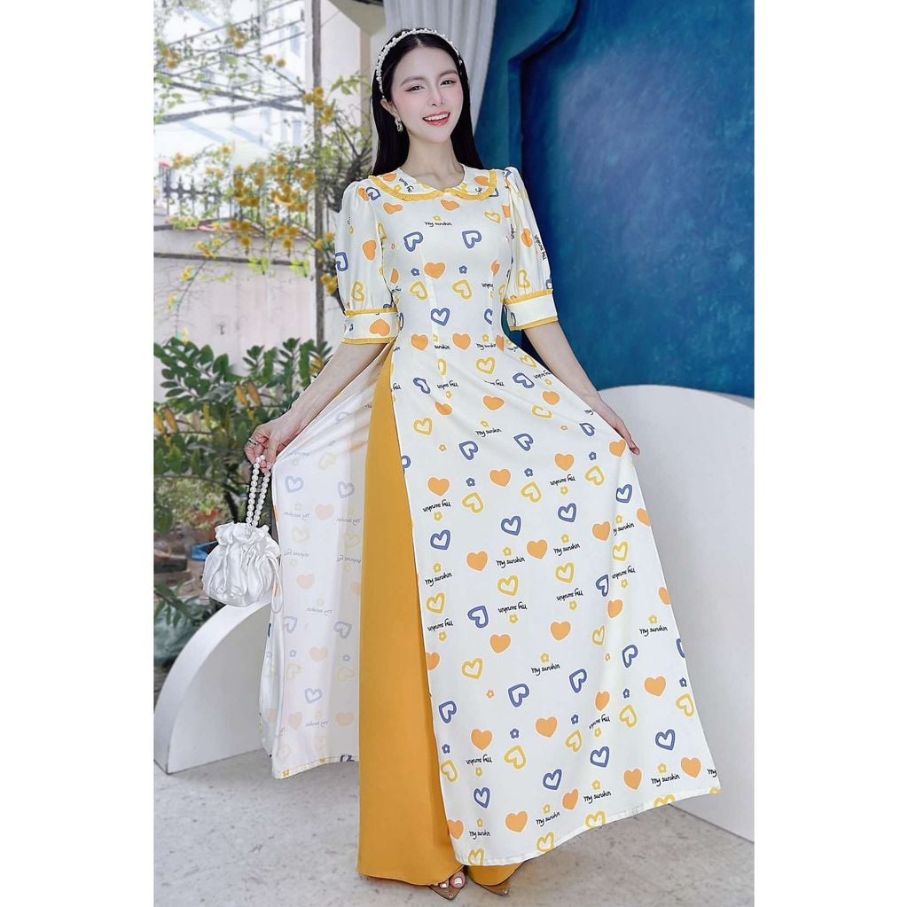 Áo Dài Linh Chi Viền Bèo AD1555 (áo lẻ)