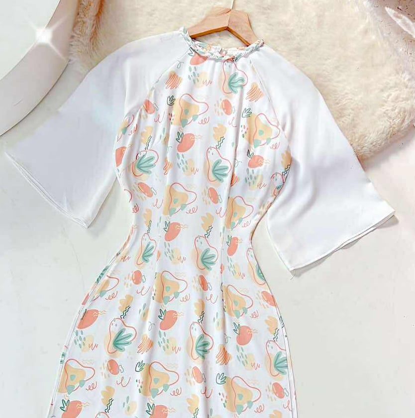 Áo Dài Thú Cổ Tít AD1564 (áo lẻ)