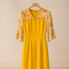 Áo Dài Cổ V tay Xòe AD1565 (áo lẻ)