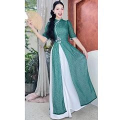 Áo Dài 4 Tà Sen Thêu 3D (PK) AD1659 (Áo lẻ)