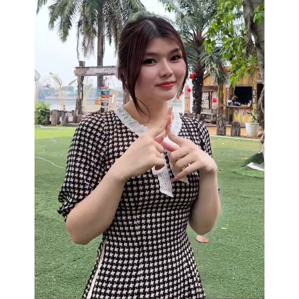 Áo Dài Mắt Cáo Cổ Boi AD2718 (áo lẻ)