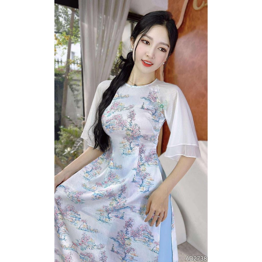 Áo Dài Bướm Đổi Màu AD9002.2738 (áo lẻ)