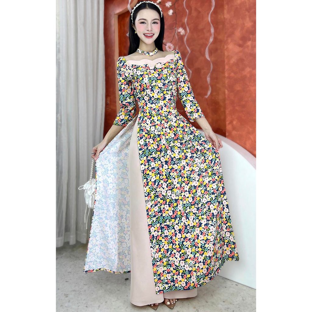 Áo Dài Lưới Cầu Vồng Nhỏ AD2743 (áo lẻ)