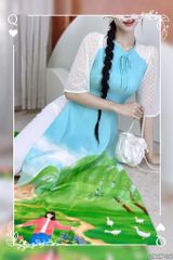 Áo Dài Cô Gái Trong Vườn AD9002.2746 (áo lẻ)