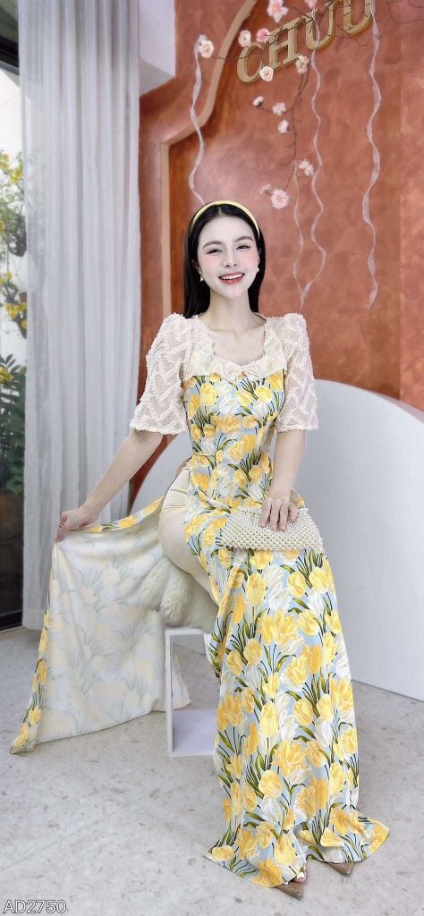 Áo Dài Tay Ren Tam Giác AD2750 (áo lẻ)