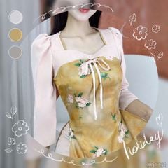 Áo Dài Hoa Diệu Kỳ (PK) AD2751 (áo lẻ)