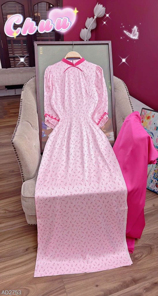 Áo Dài Viền Én Tay Ren AD2753 (áo lẻ)