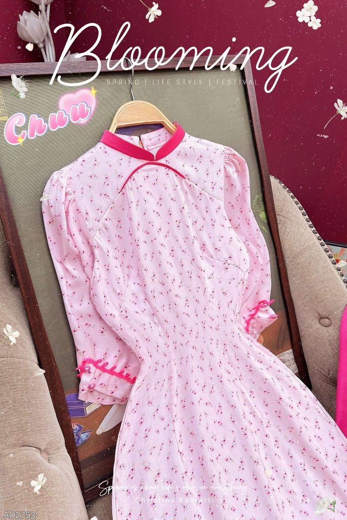 Áo Dài Viền Én Tay Ren AD2753 (áo lẻ)