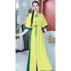 Áo Dài Bướm Vàng Mơ+2PK AD9002.2778 (áo lẻ)