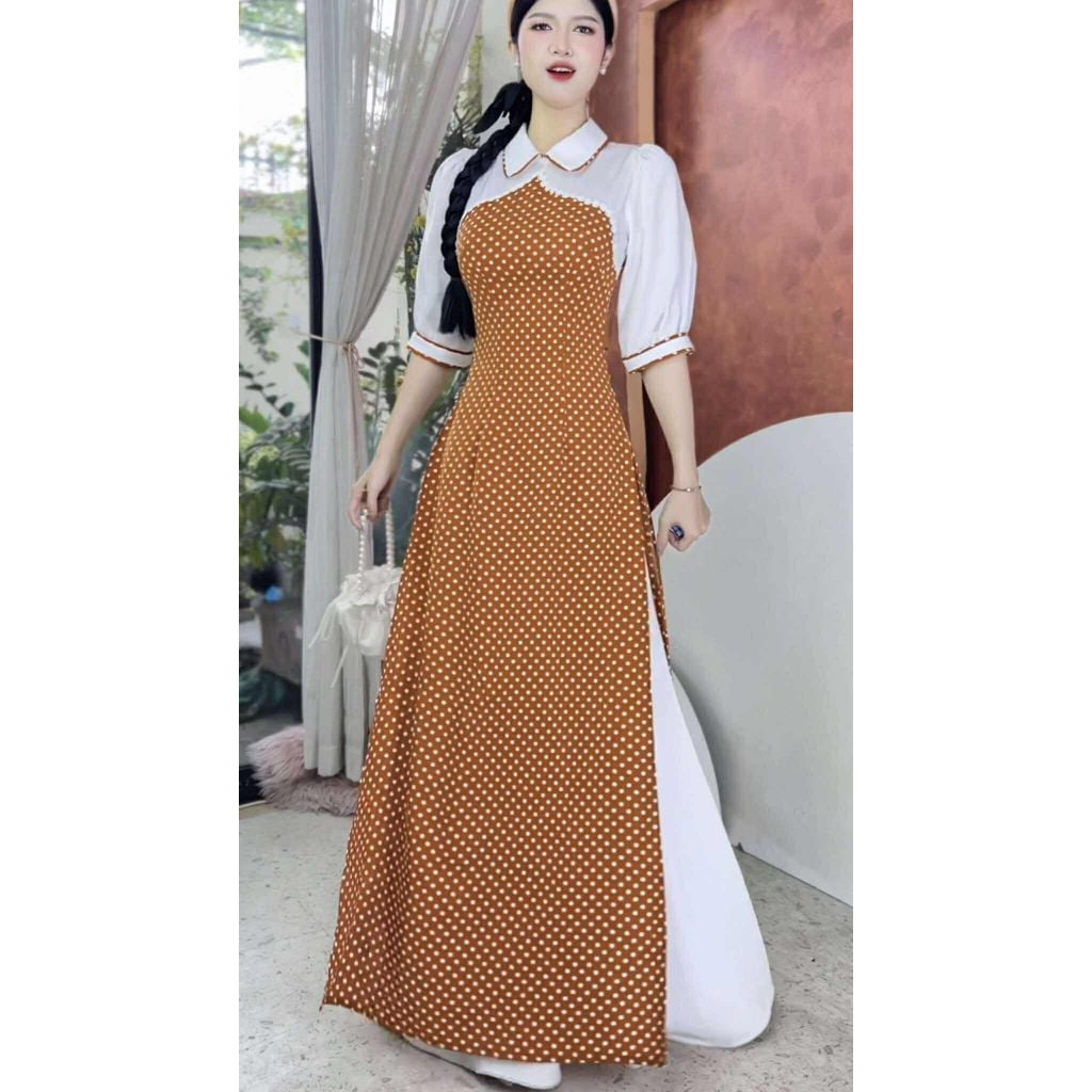 Áo Dài Ngọn Tháp Bông AD2838 (áo lẻ)