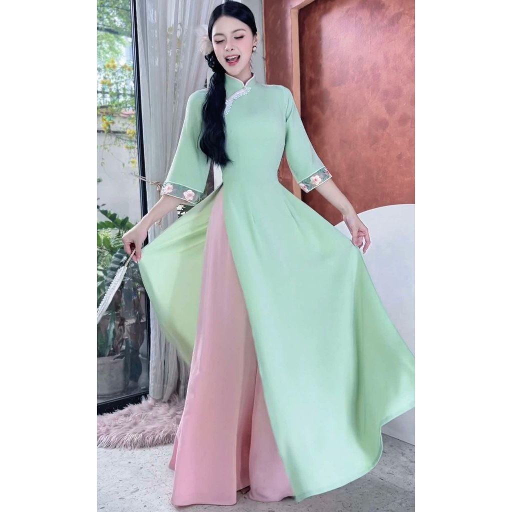 Áo Dài Tay Thêu Dây Leo AD2864 (áo lẻ)
