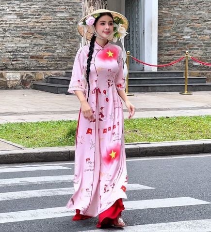 Áo Dài 2T+ Sao Vàng Tự Do +PK AD2888 (áo lẻ)