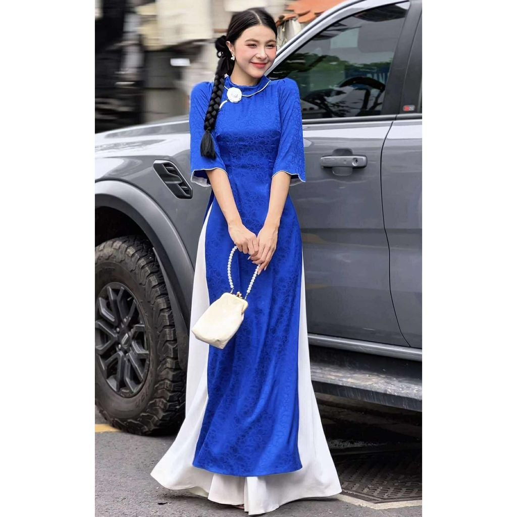 Áo Dài Hạt Châu Gấm+PK AD2900 (áo lẻ)