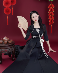 Áo Dài 3 Tà Nơ Hoa Đán+PK AD2913 (áo lẻ)