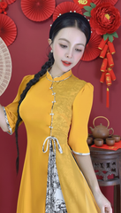 Áo Dài 2 Tà+ Phong Đình Kèm Phụ Kiện AD9003.2922 (áo lẻ)