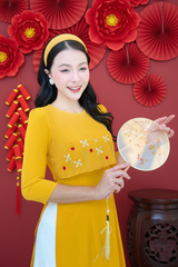 Áo Dài Chong Chóng Vàng AD9001.2986 (áo lẻ)