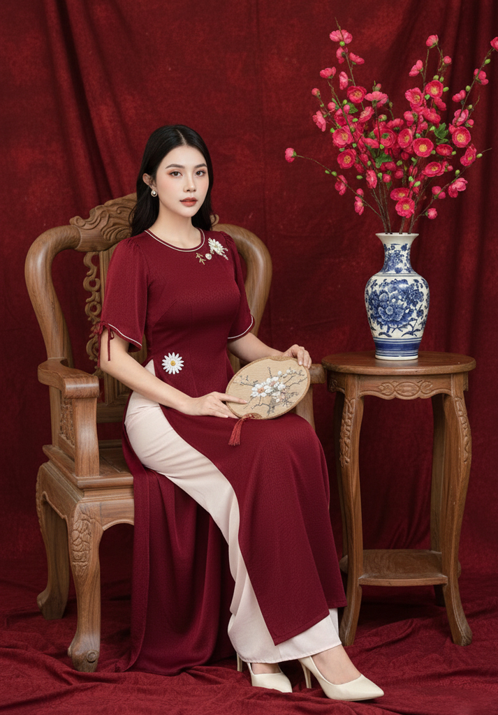 Áo Dài Hoa Hoạ Mi AD2992 (áo lẻ)