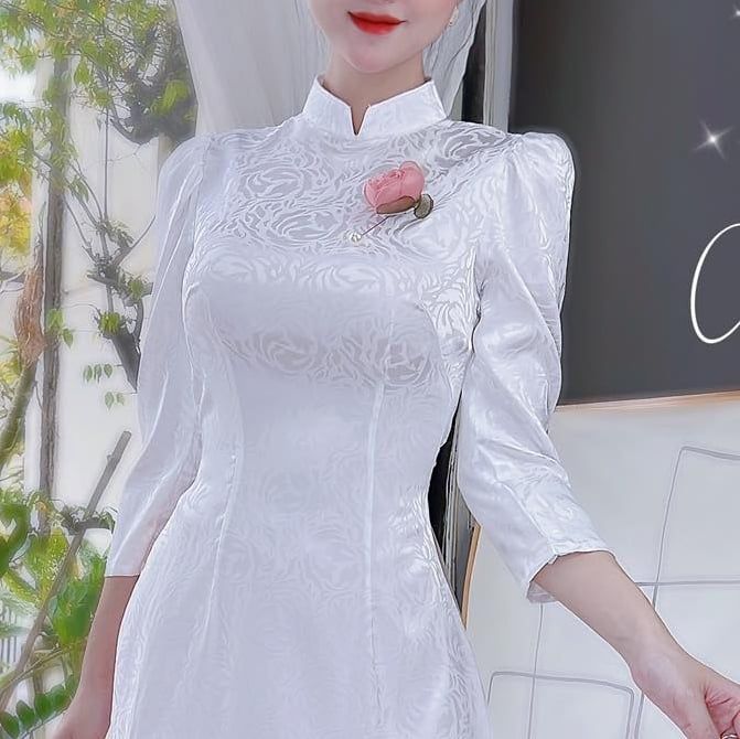 Áo Dài Gấm Tay Bồng AD8005 (áo lẻ)