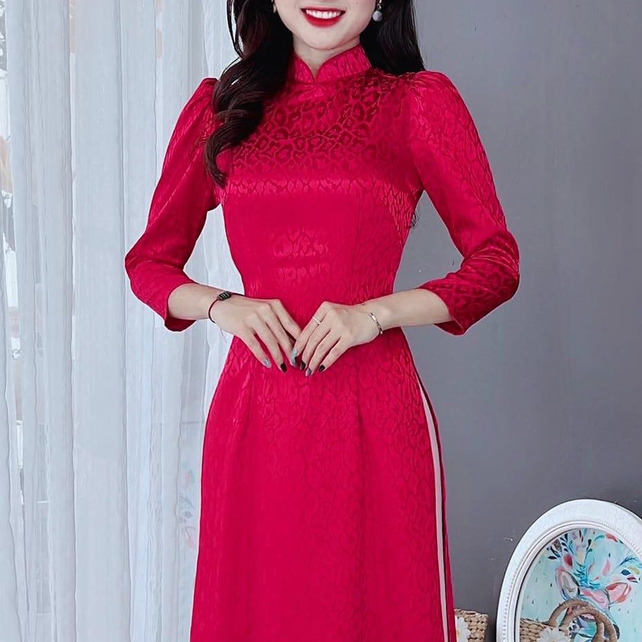 Áo Dài Gấm Tay Bồng AD8005 (áo lẻ)