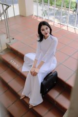 Áo Dài Trắng Lụa Ý Truyền Thống AD9001.8013 (áo lẻ)