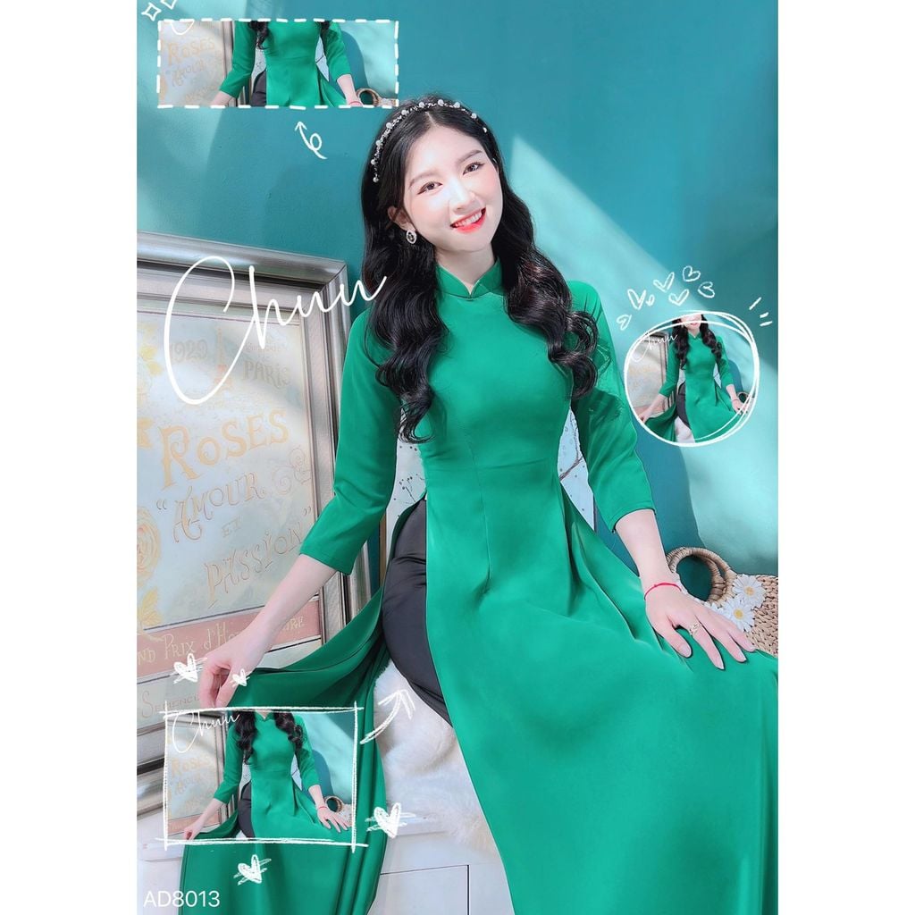Áo Dài Lụa Ý Truyền Thống AD8013 (áo lẻ)