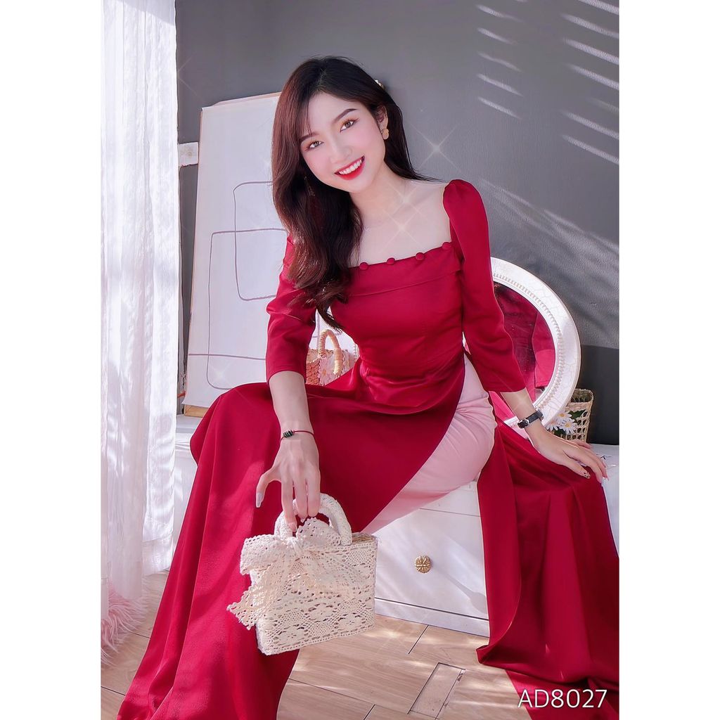 Áo Dài Lư Lưới Cúc Bọc AD8027 (áo lẻ)