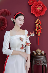 Áo Dài Lư Lưới Cúc Bọc AD9001.8027 (áo lẻ)