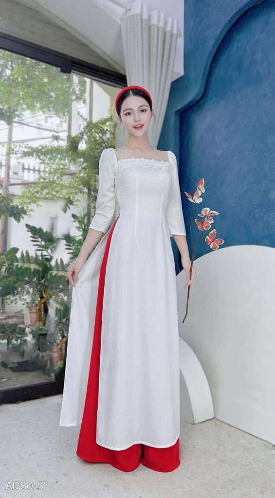 Áo Dài Lư Lưới Cúc Bọc AD9001.8027 (áo lẻ)