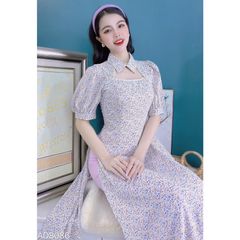Áo Dài Hoa Cổ Sơmi AD8086 (áo lẻ)