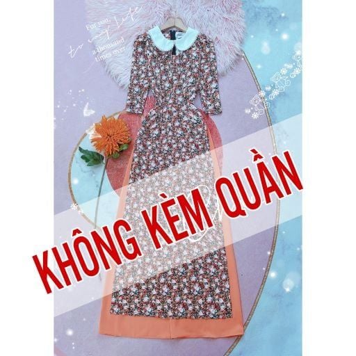 Áo Dài Cổ Sen Trắng AD8104 (áo lẻ)