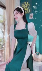 Áo Dài Cổ Vuông Tay Bồng Tơ AD8114 (áo lẻ)