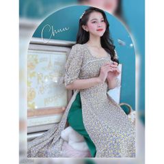 Áo Dài Hoa Tay Tai Thỏ AD9134 (áo lẻ)