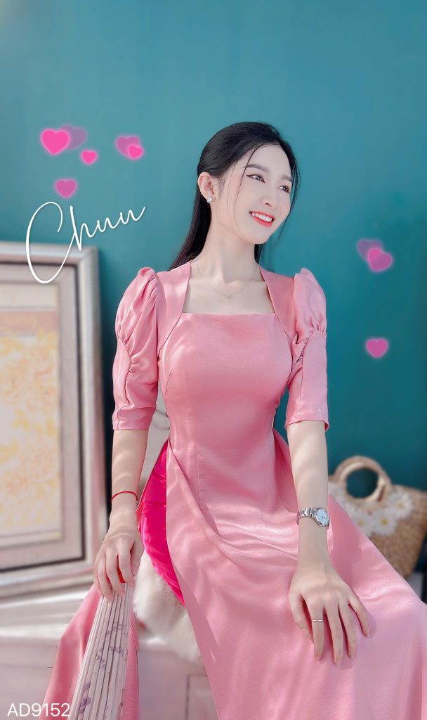 Áo Dài Cổ U Tay Nhún AD9001.9152 (áo lẻ)