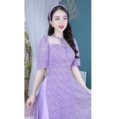 Áo Dài 4T Cổ Lưới Nơ AD9183 (áo lẻ)