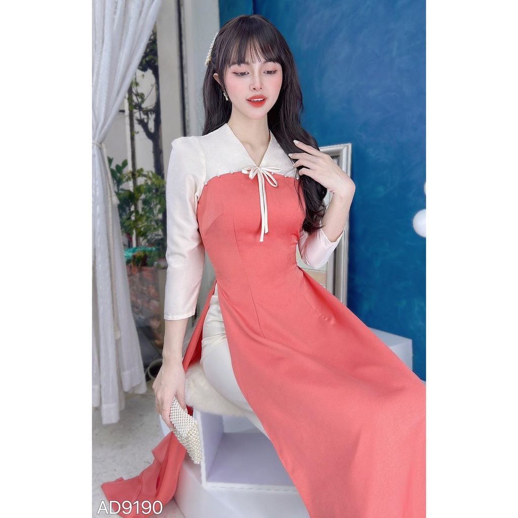 Áo Dài Hoa 4 Cánh AD9190 (áo lẻ)