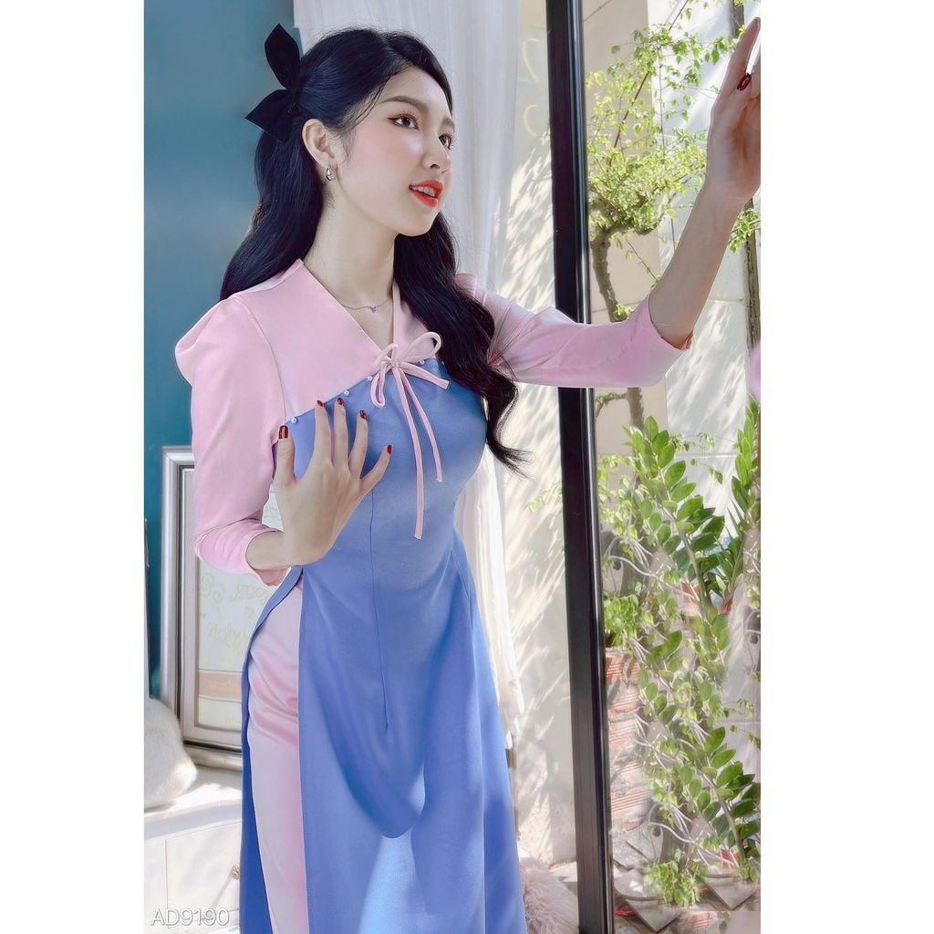 Áo Dài Hoa 4 Cánh AD9190 (áo lẻ)