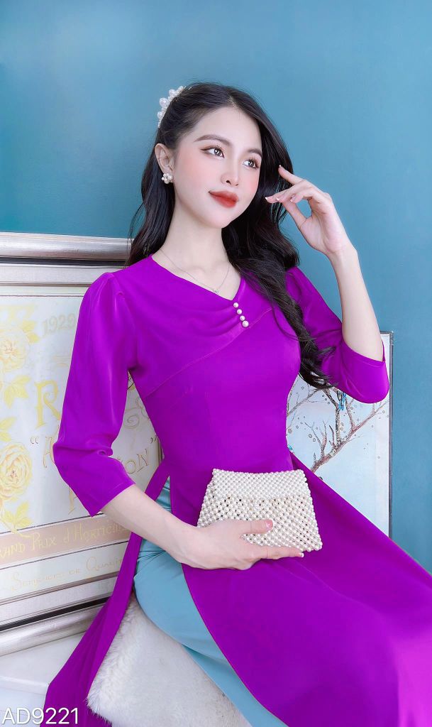 Áo Dài Cổ Tim Nhún 1 Bên AD9001.9221 (áo lẻ)