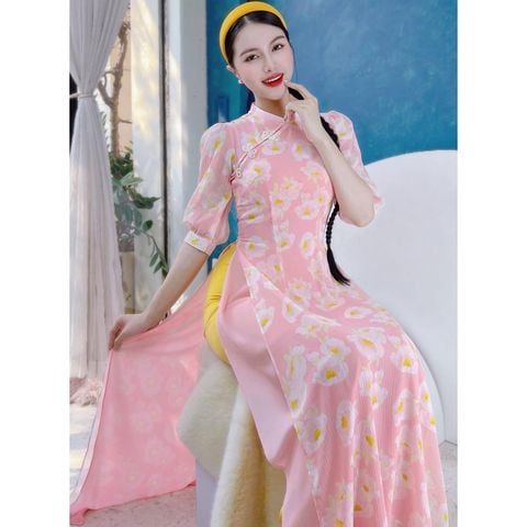 Áo Dài 4 Tà Nơ Pha Lê AD9003.9275 (áo lẻ)
