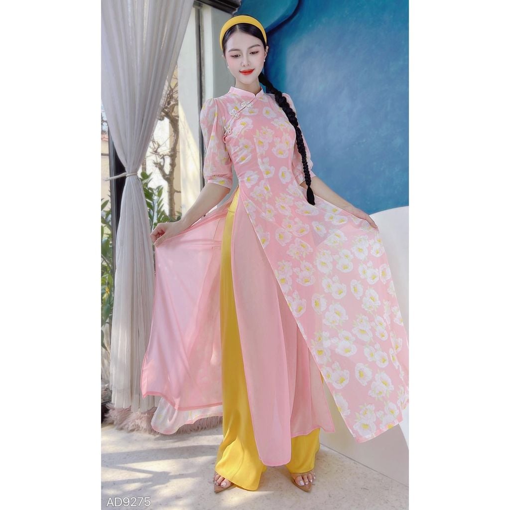 Áo Dài 4 Tà Nơ Pha Lê AD9003.9275 (áo lẻ)
