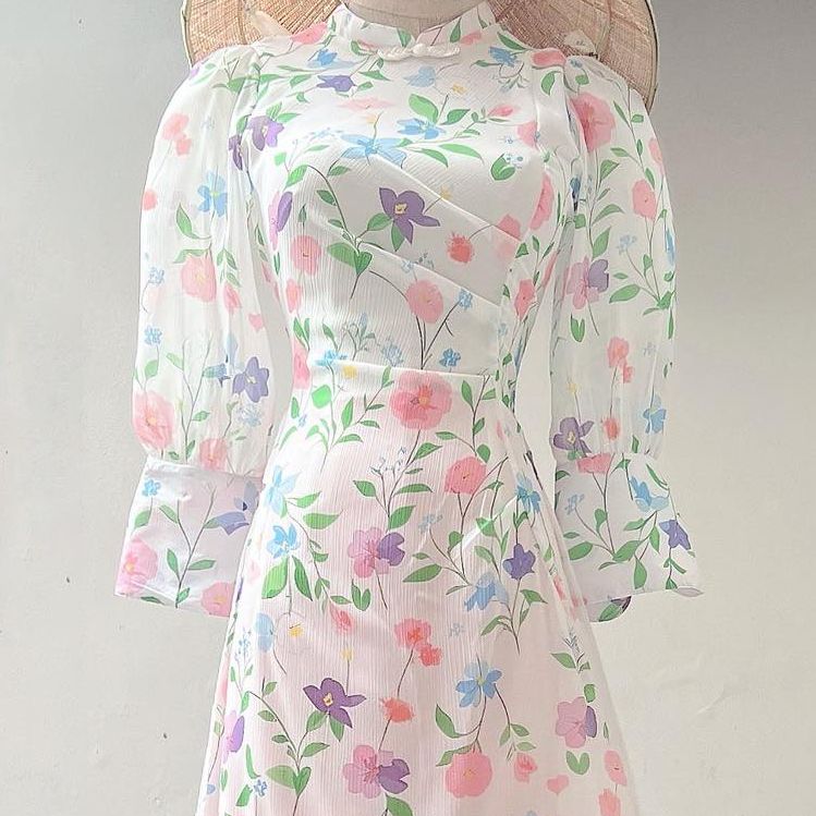 Áo Dài 4 Tà Xếp Eo Thắt Nút AD9003.9294 (áo lẻ)