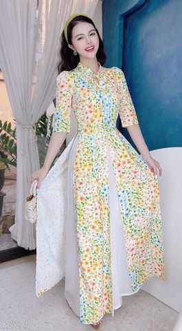 Áo Dài 4 Tà Tứ Thân Liên Hoa AD9003.9297 (áo lẻ)