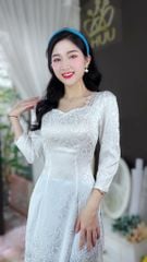 Áo Dài Cổ Pha Ren Vai AD8044 (áo lẻ)