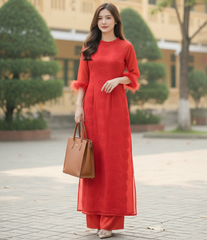 Áo Dài 4T Tay Tuyết 128cm AD1657 (áo lẻ)