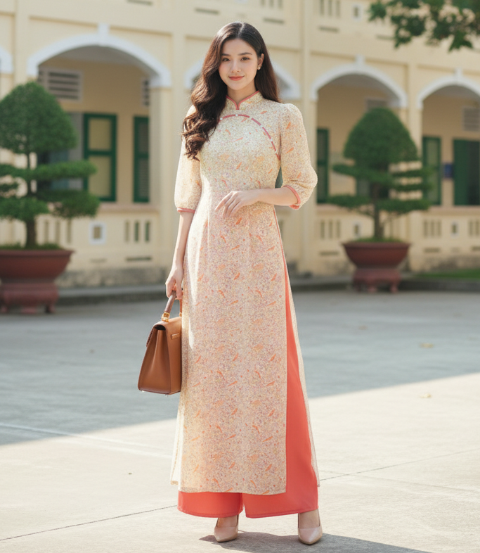 Áo Dài 4T Ngọc Trai Màu AD9176 (áo lẻ)